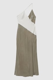 Reiss Silver Keeley Silk-Velvet Asymmetric Strap Midi Dress - Image 2 of 6