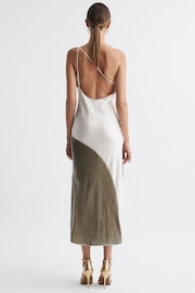 Reiss Silver Keeley Silk-Velvet Asymmetric Strap Midi Dress - Image 5 of 6