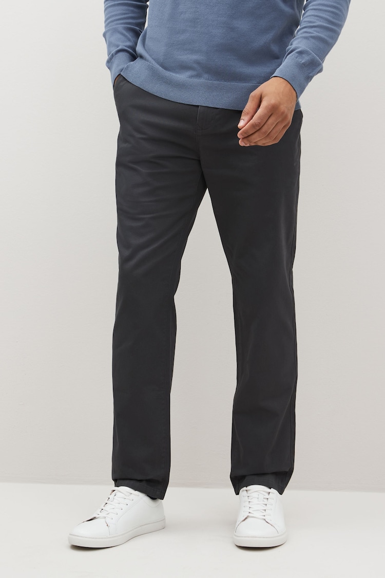 Grey Straight Fit Chino Trousers - Image 1 of 8