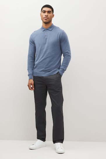 Grey Straight Fit Chino Trousers