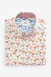 White/Multicoloured Cocktail Regular Fit Printed Short Sleeve Shirt - Image 5 of 7
