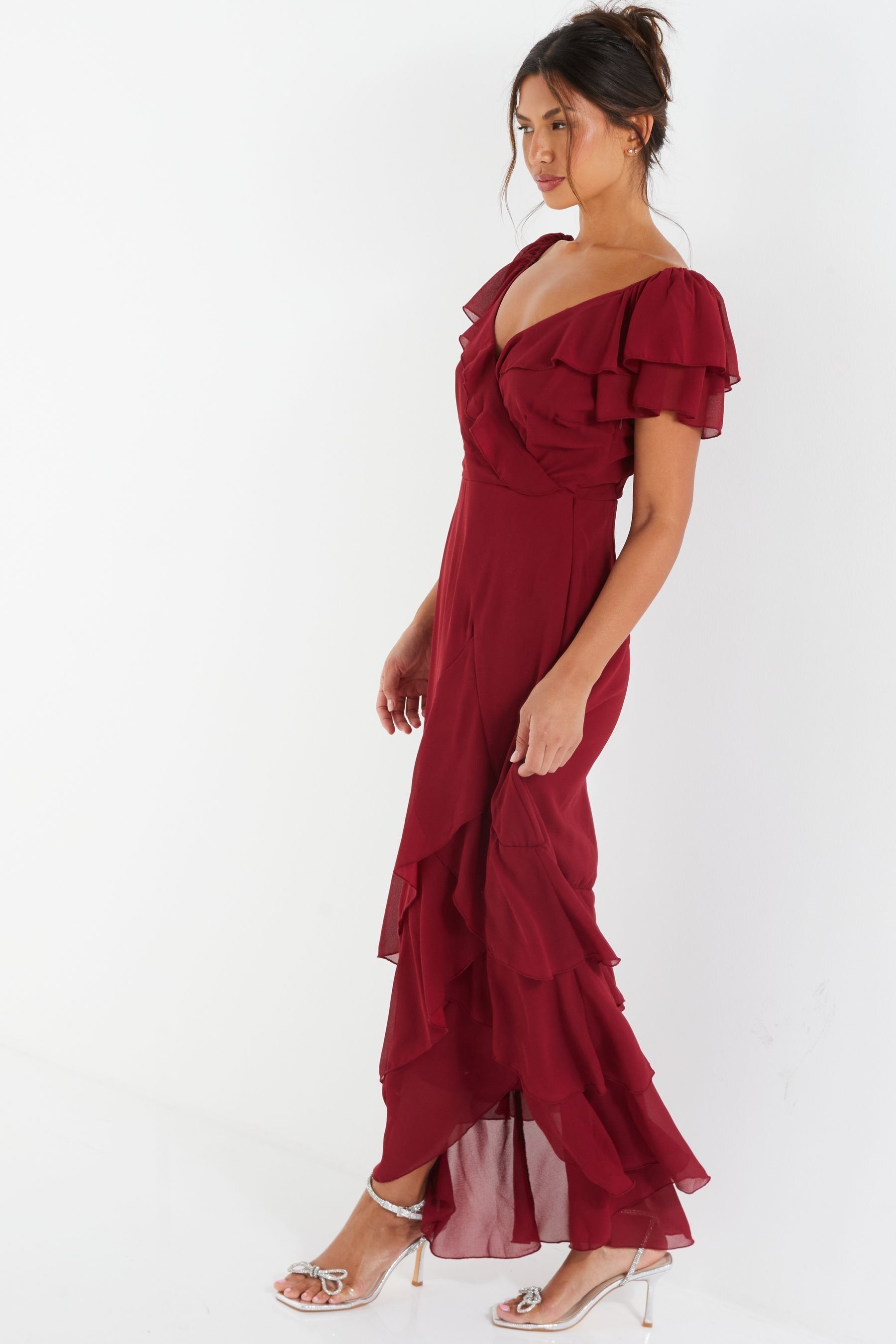 Quiz red ruffle dress hotsell