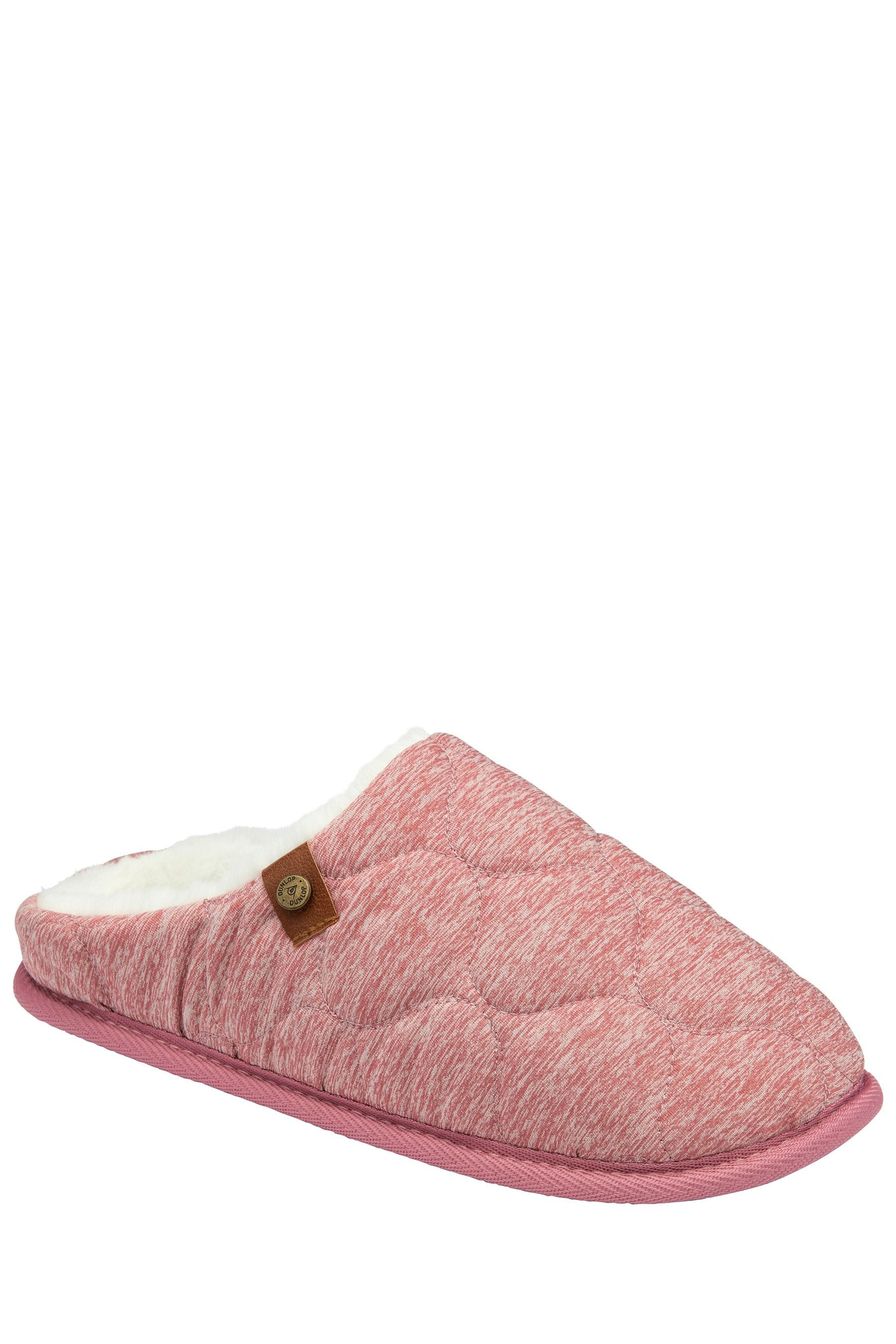 Buy Dunlop Pink Ladies Closed Toe Quilted Mule Slippers from Next Luxembourg