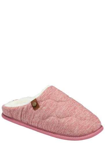 Dunlop Pink Ladies Closed Toe Quilted Mule Slippers