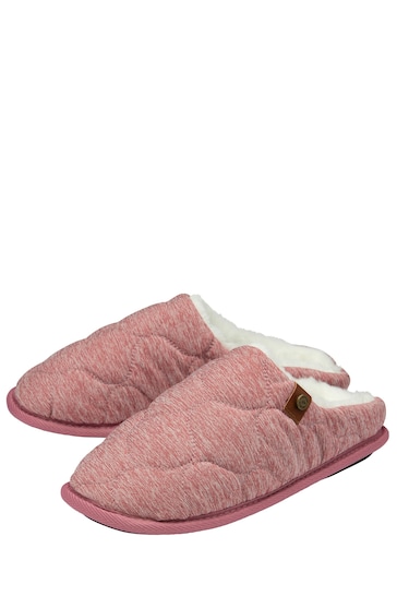 Dunlop Pink Ladies Closed Toe Quilted Mule Slippers