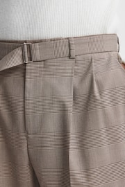 Reiss Brown Rail Prince of Wales Check Belted Trousers - Image 3 of 5