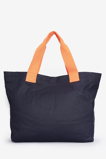 Barbour® Navy Blue Varsity Logo Tote Bag