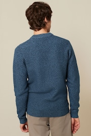 Navy Blue Basket Textured Regular Crew Neck Jumper - Image 2 of 6