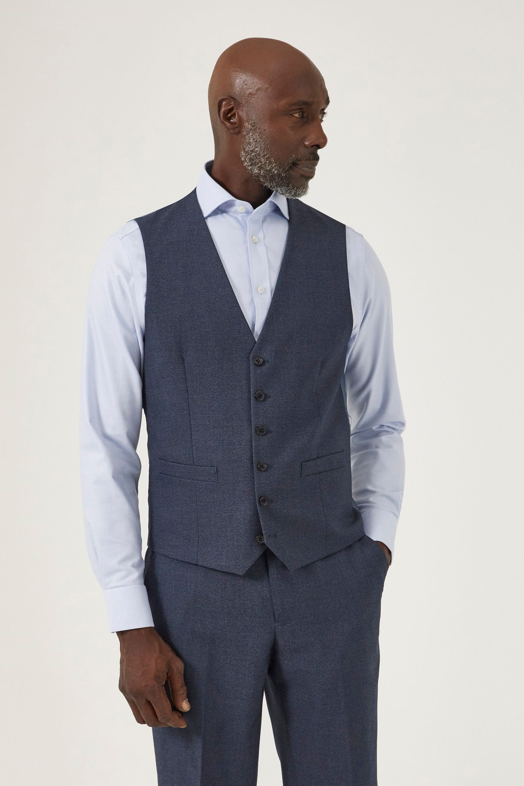 Buy Skopes Navy Blue Harcourt Double Breasted Slim Fit Suit Waistcoat from the Next UK online shop