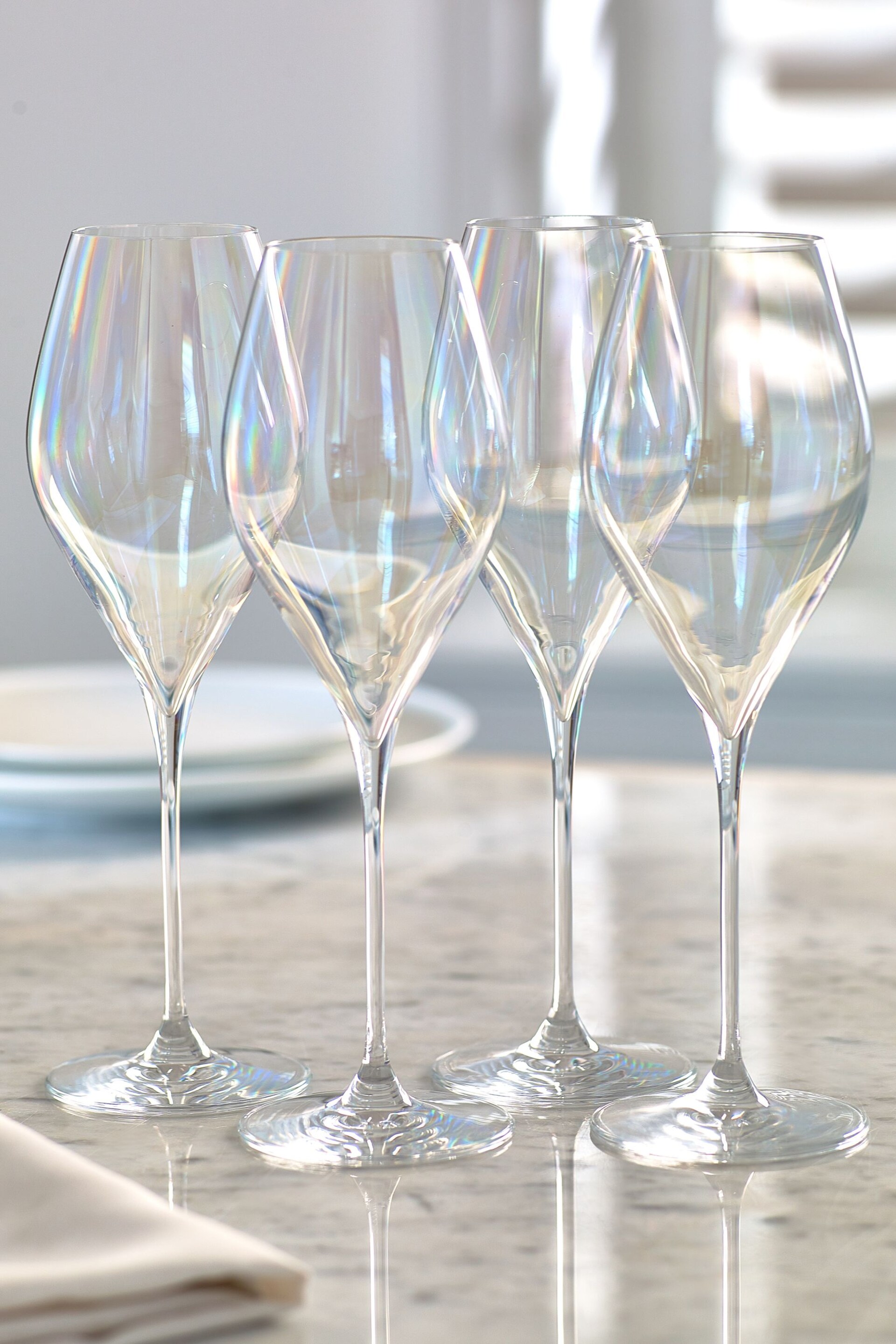 Paris Iridescent Lustre Set of 4 White Wine Glasses - Image 2 of 3