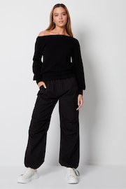 Threadbare Black Slash Neck Knitted Jumper - Image 3 of 5