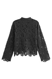 Charcoal Grey Crochet Knitted High Neck Jumper - Image 5 of 6
