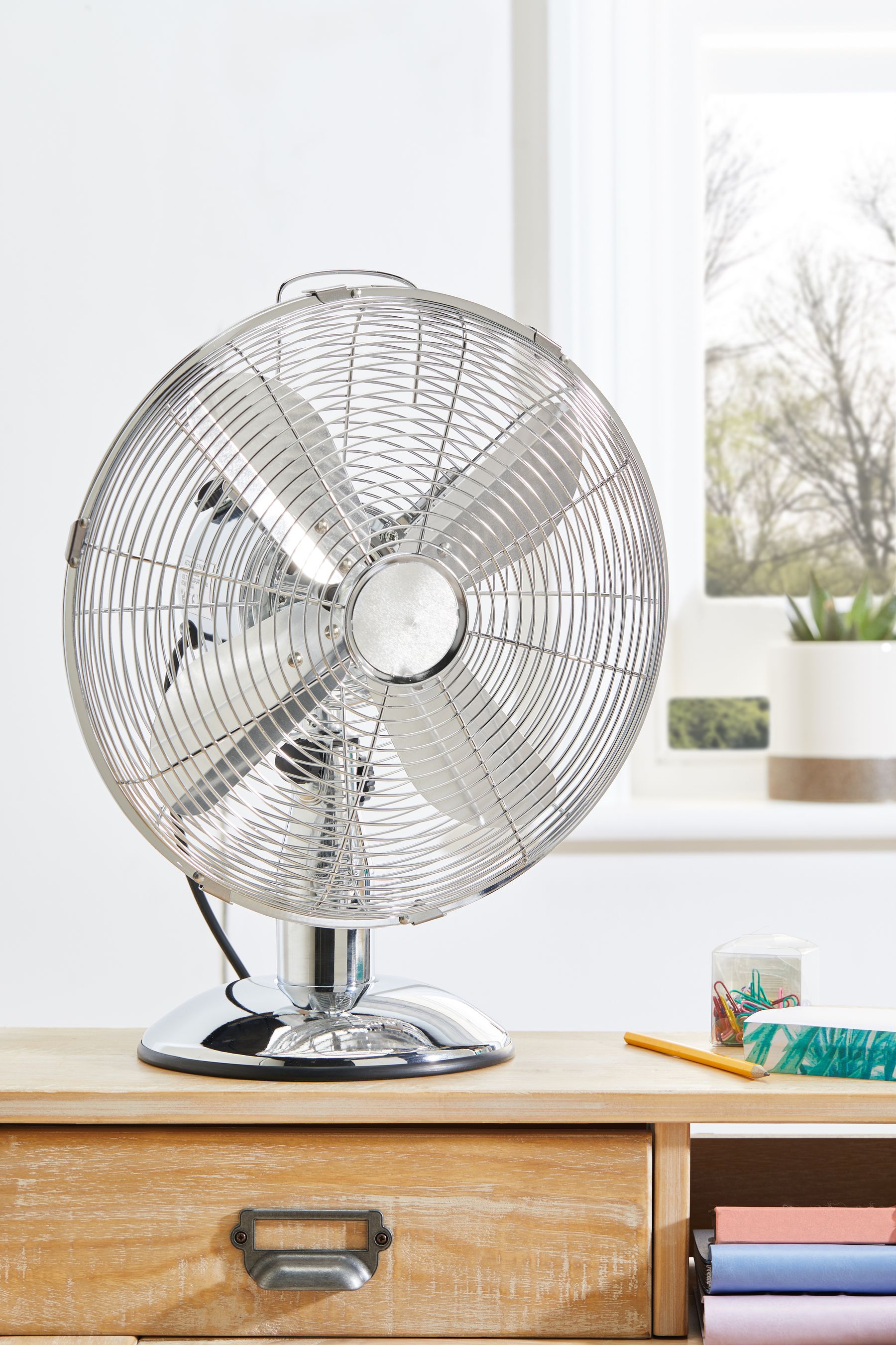 Chrome desk fan new arrivals