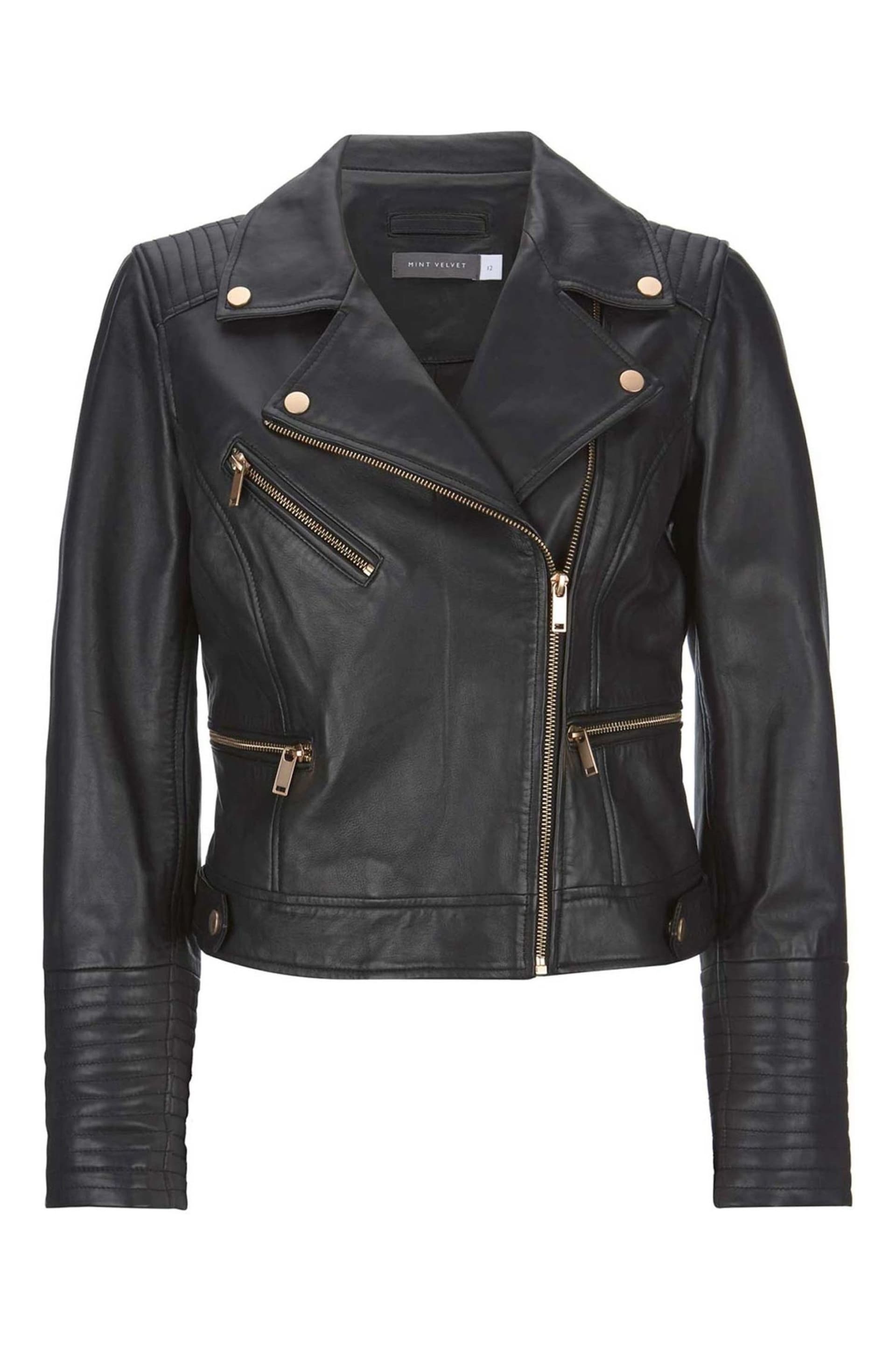 Mint Velvet Black Casual Leather Jacket - Image 2 of 3