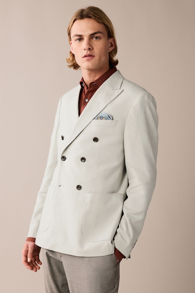 Light Grey Linen Blend Blazer - Image 1 of 9