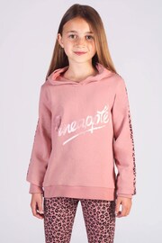 Pineapple Pink Girls Leopard Stripe Logo Hoodie - Image 1 of 5