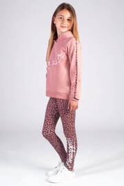 Pineapple Pink Girls Leopard Stripe Logo Hoodie - Image 3 of 5