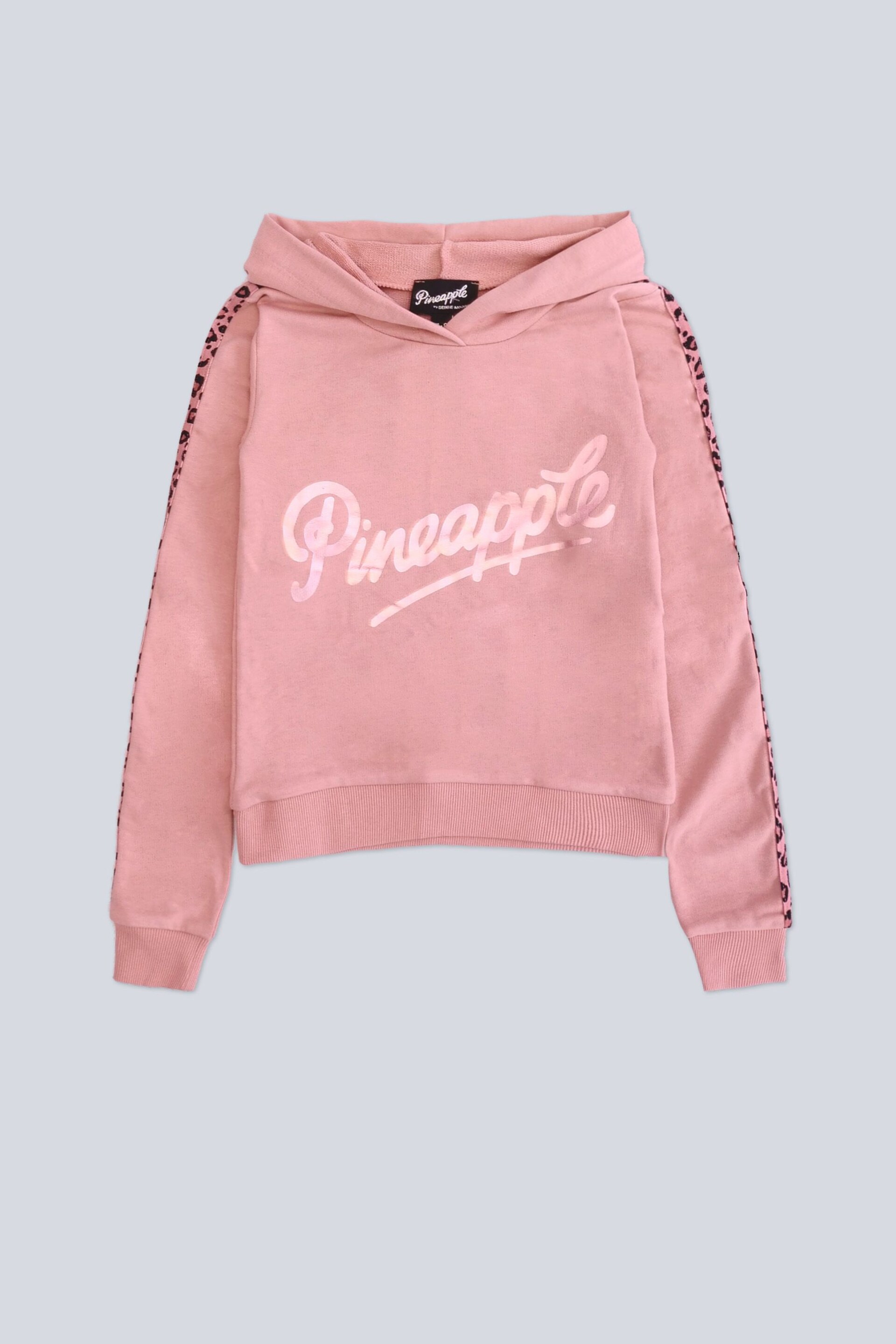 Pineapple Pink Girls Leopard Stripe Logo Hoodie - Image 5 of 5