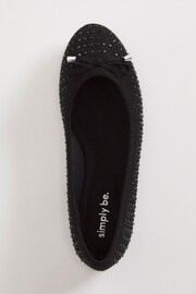 Simply Be Black Regular/Wide Fit Heat Seal Embellished Ballerinas - Image 3 of 3