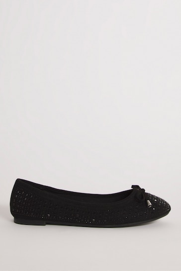 Simply Be Heat Seal Embellished Ballerina in Wide/Extra Wide Fit