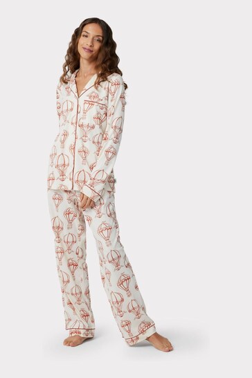 Chelsea Peers Cream Organic Cotton Air Balloon Print Pyjama Set