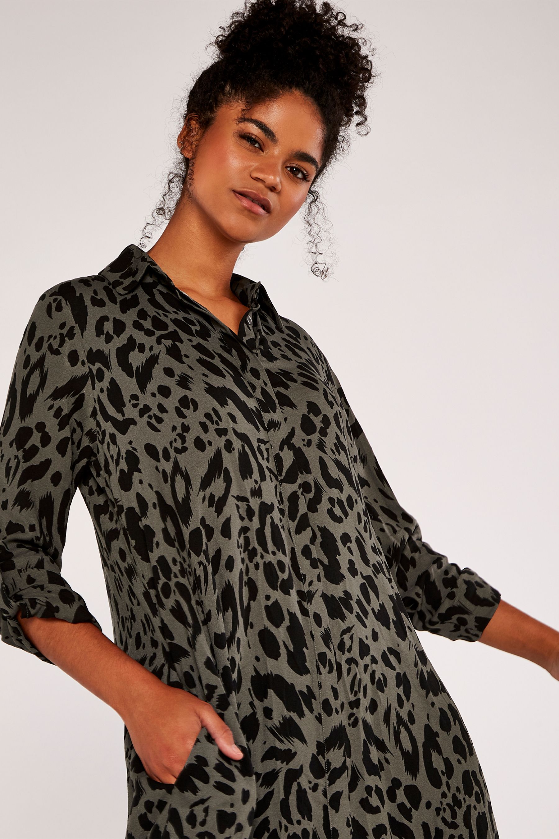 Buy Apricot Green Cheetah Oversized Shirt Dress from the Next UK