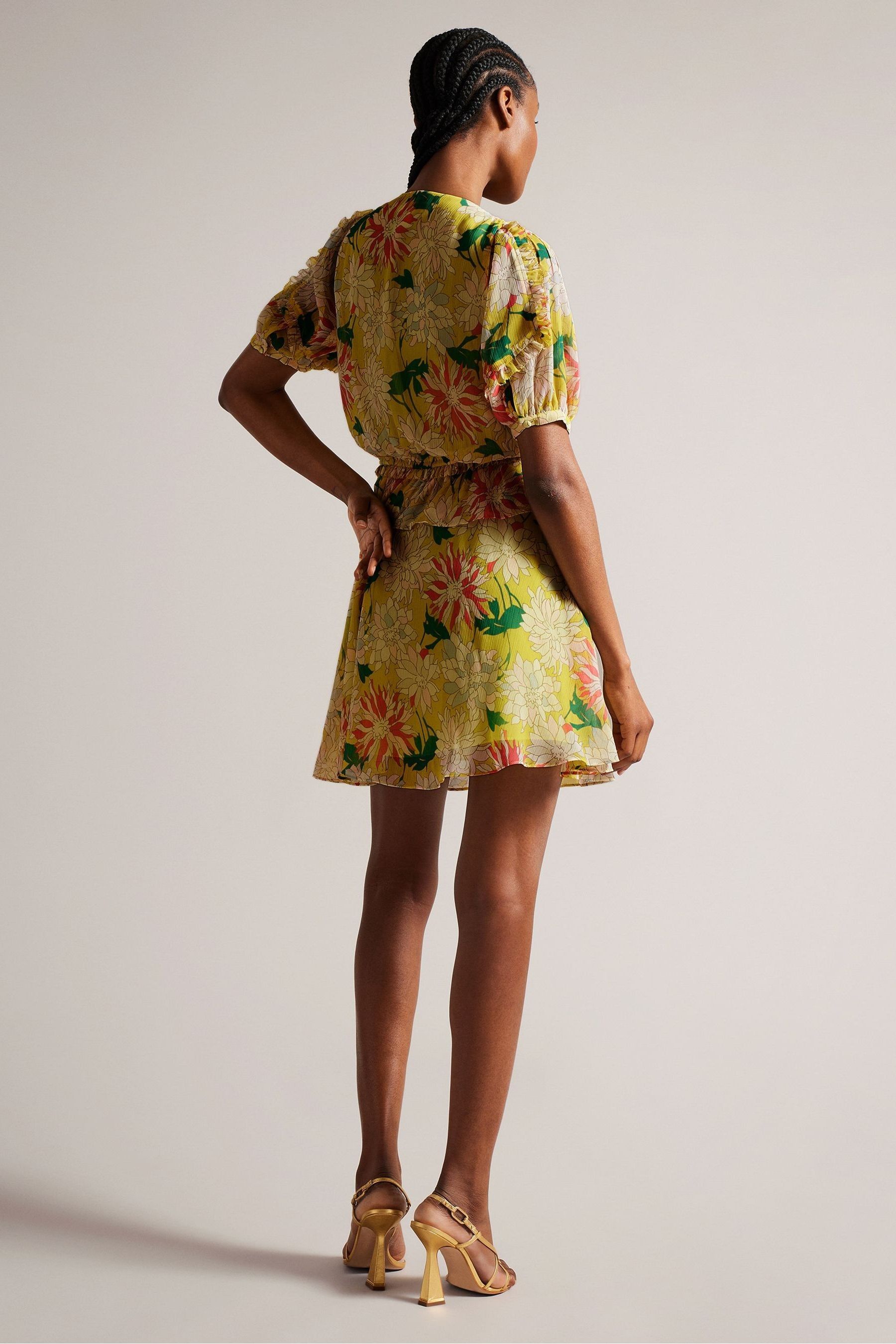 Buy Ted Baker Yellow Isabella Mini Dress With Puff Sleeves from Next Luxembourg
