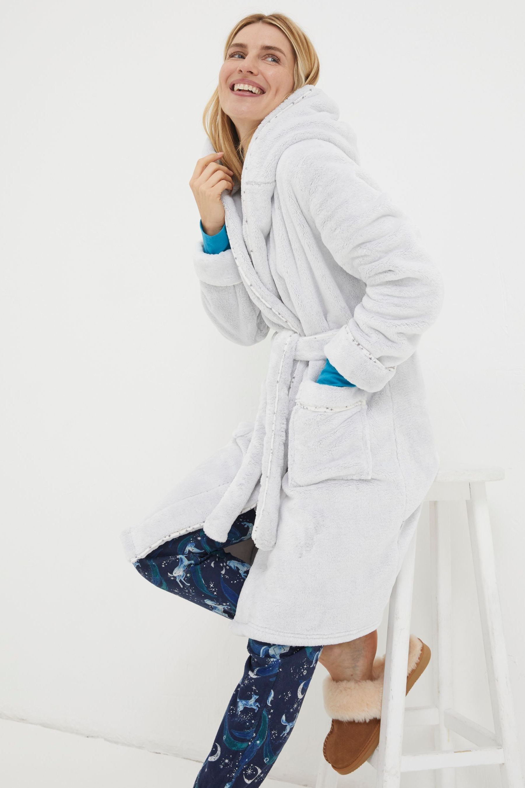 Buy FatFace Grey Carla Dressing Gown from Next Luxembourg