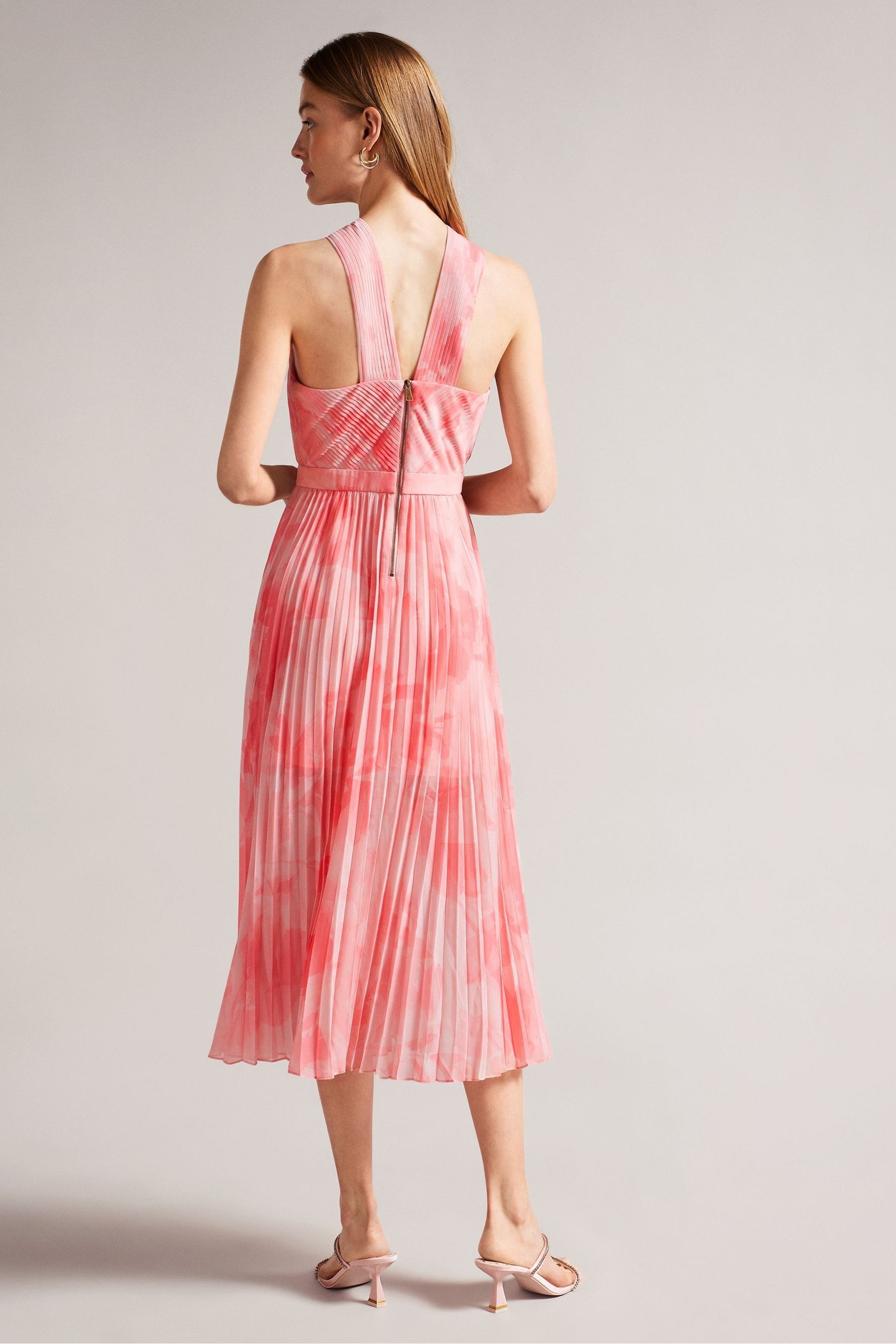 Ted baker rose gold pleated dress on sale