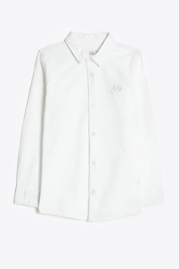 River Island White Cotton Boys Oxford Shirt