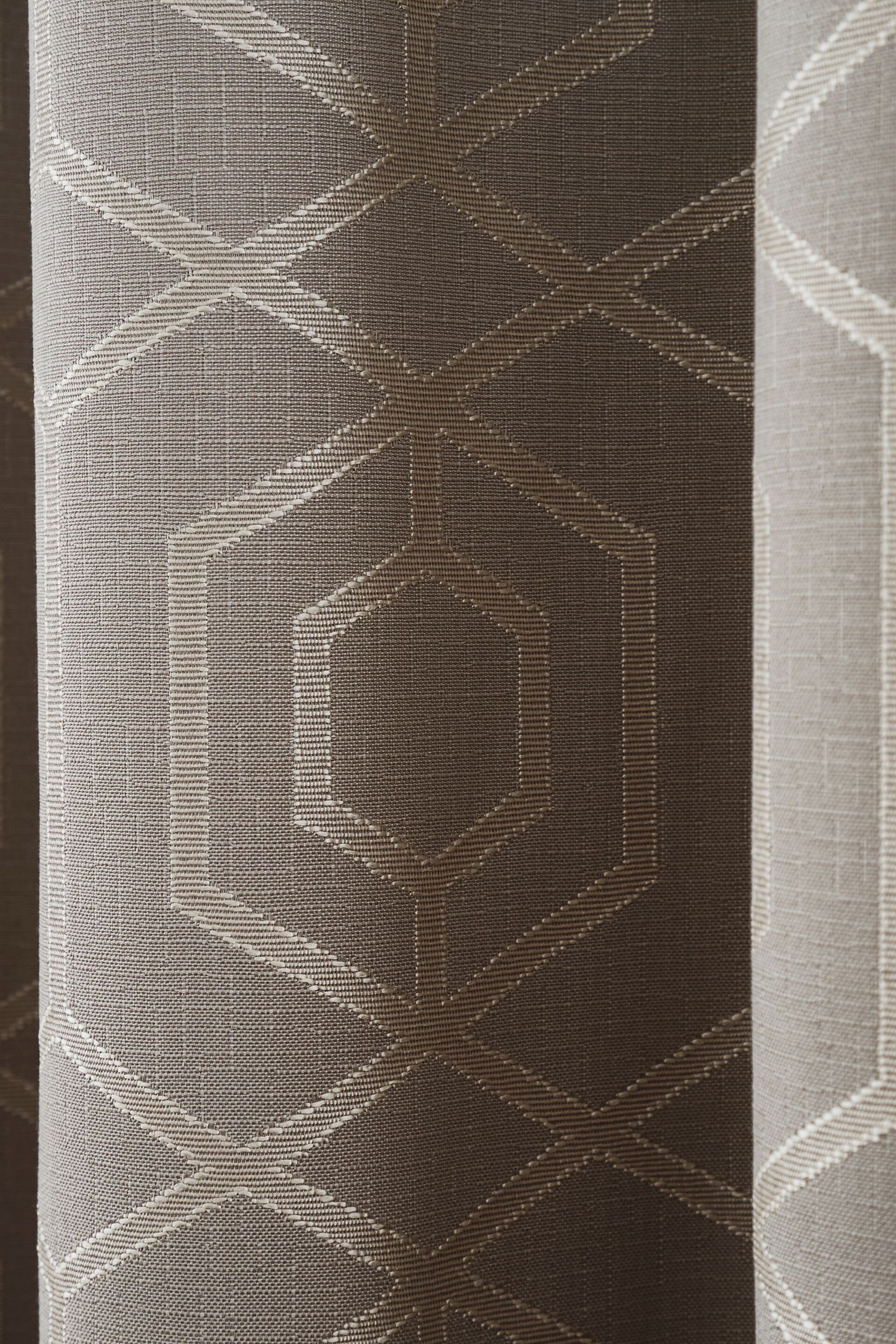 Curtina Stone Natural Camberwell Geo Lined Eyelet Curtains - Image 3 of 3