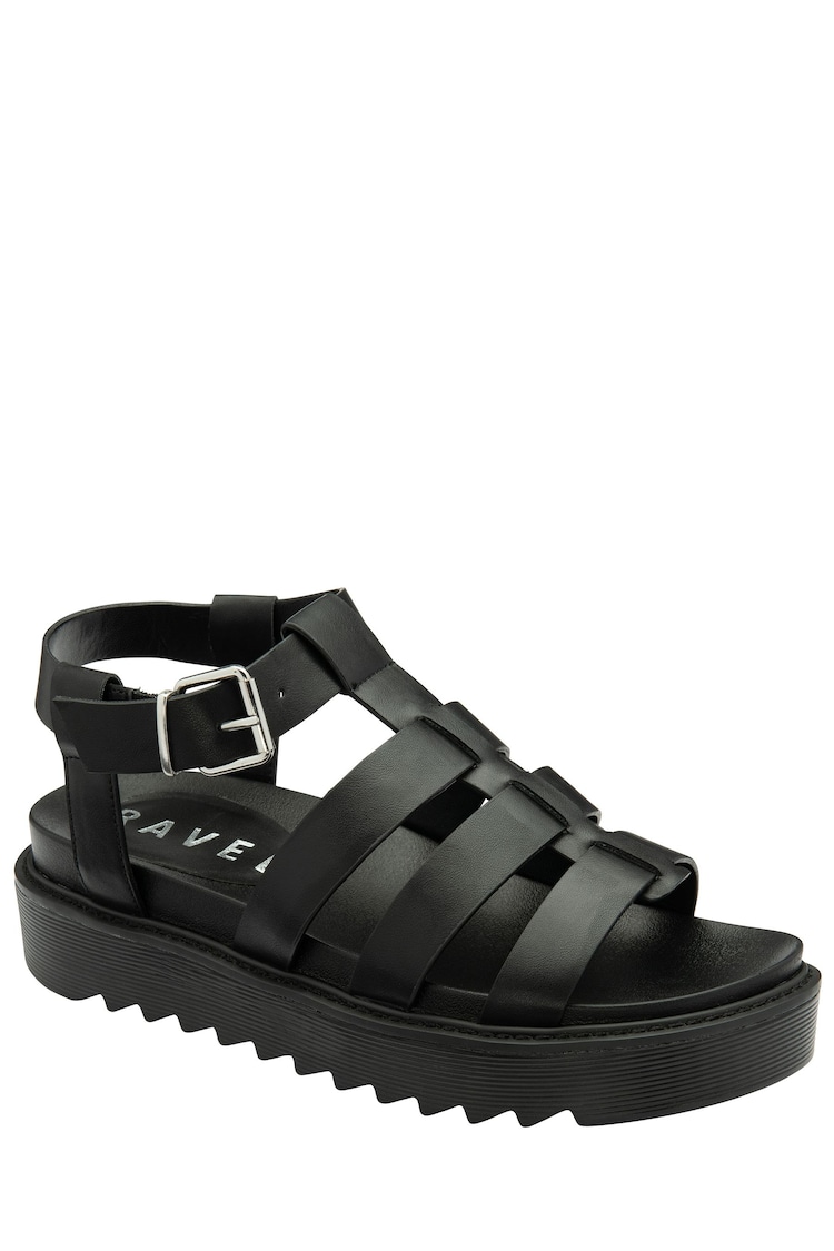 Ravel Black Fisherman Sandals On a Flatform Wedge Unit - Image 1 of 4