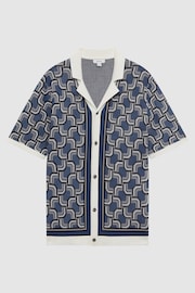 Reiss Blue Lotus Knitted Cuban Collar Shirt - Image 2 of 6