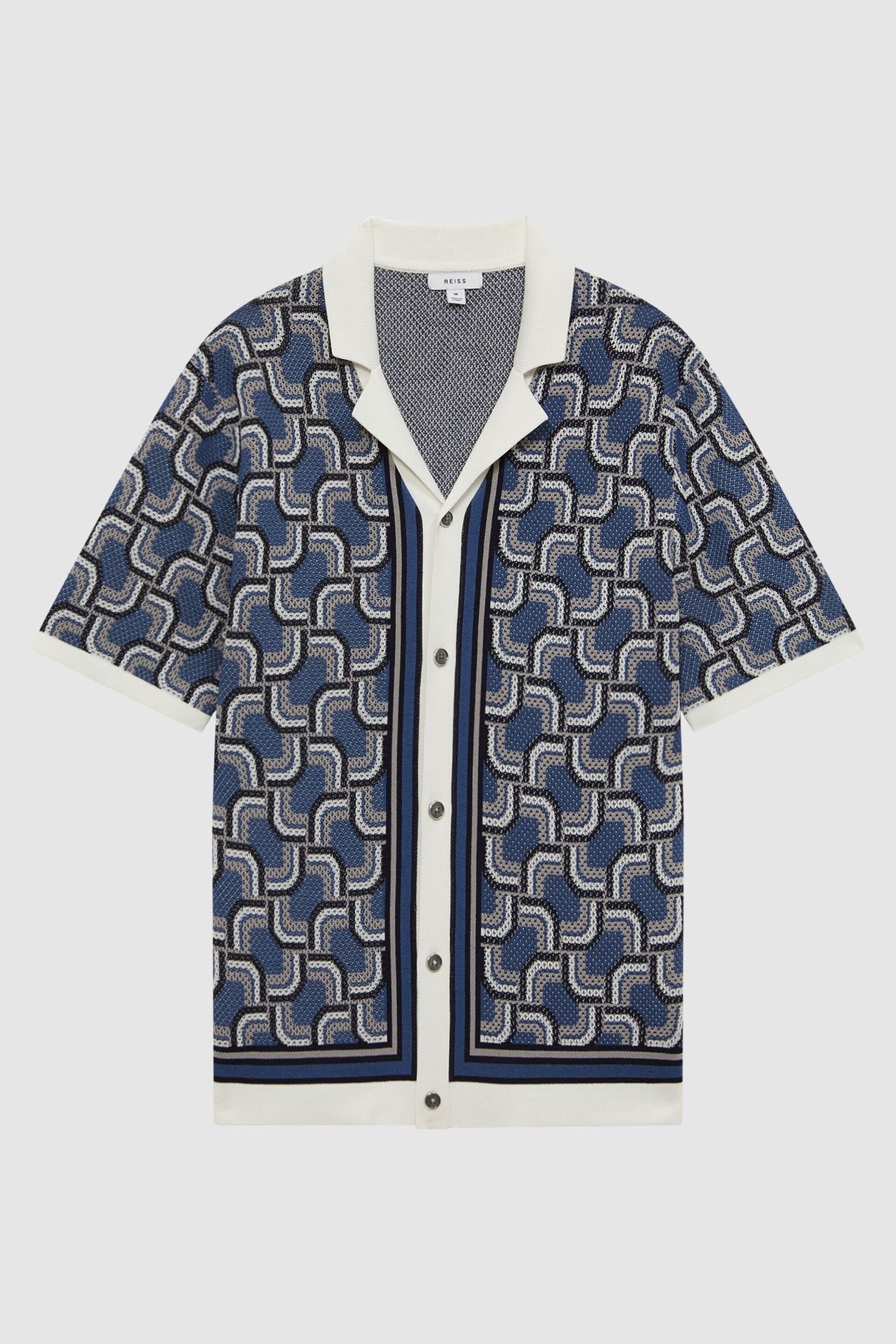 Reiss Blue Lotus Knitted Cuban Collar Shirt - Image 2 of 6