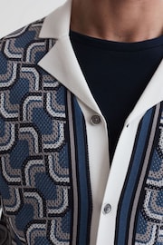 Reiss Blue Lotus Knitted Cuban Collar Shirt - Image 6 of 6