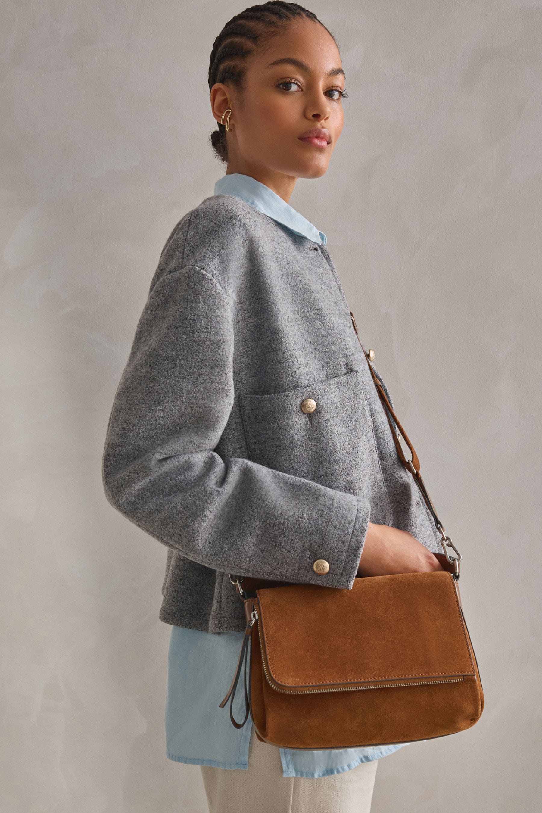 Buy Tan Brown Suede Cross Body Bag from Next Austria
