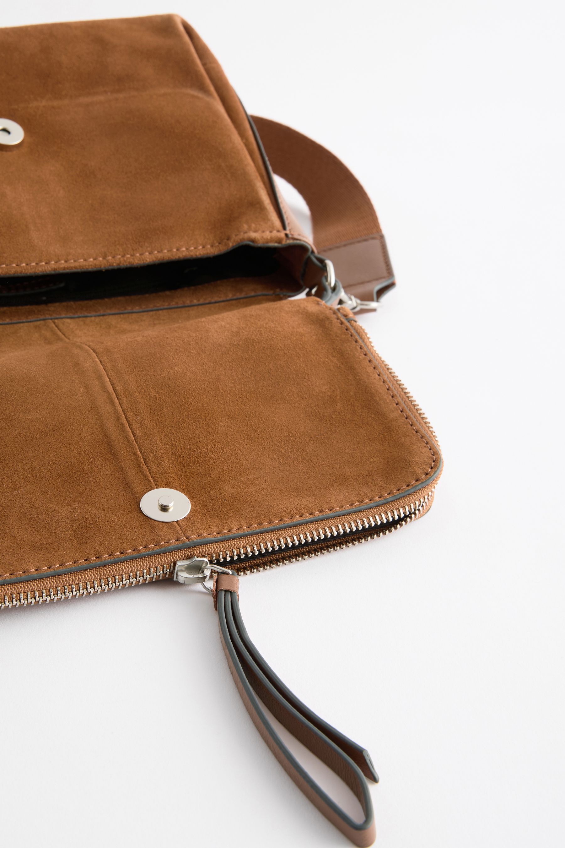 Brown suede crossbody bag clearance