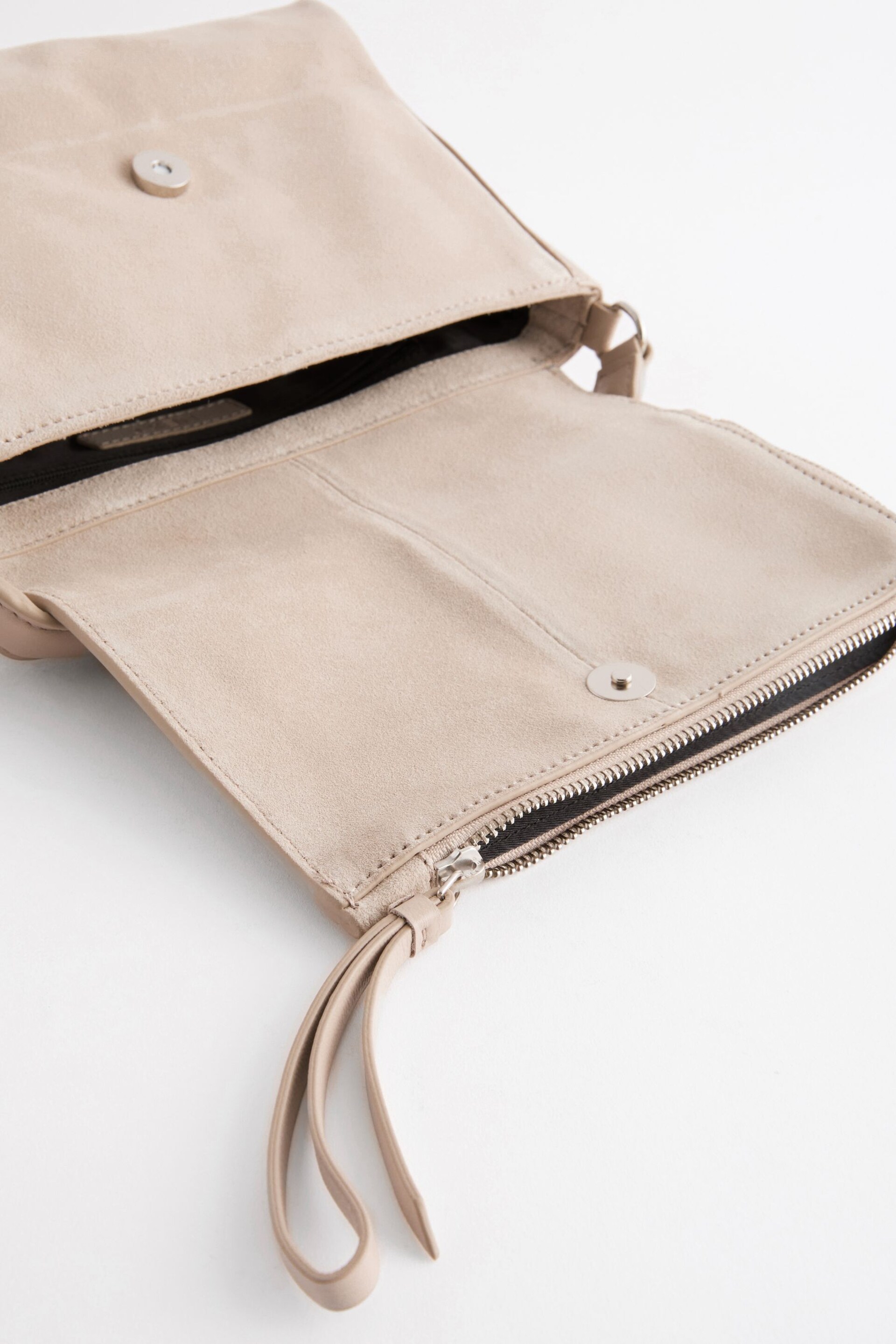 Bone Cream Suede Cross-Body Bag - Image 8 of 8