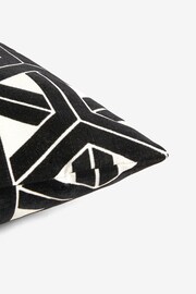 Black/White 40 x 59cm Geometric Flock Cushion - Image 3 of 6