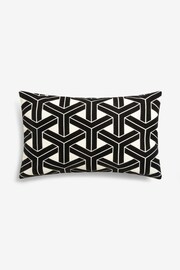 Black/White 40 x 59cm Geometric Flock Cushion - Image 6 of 6