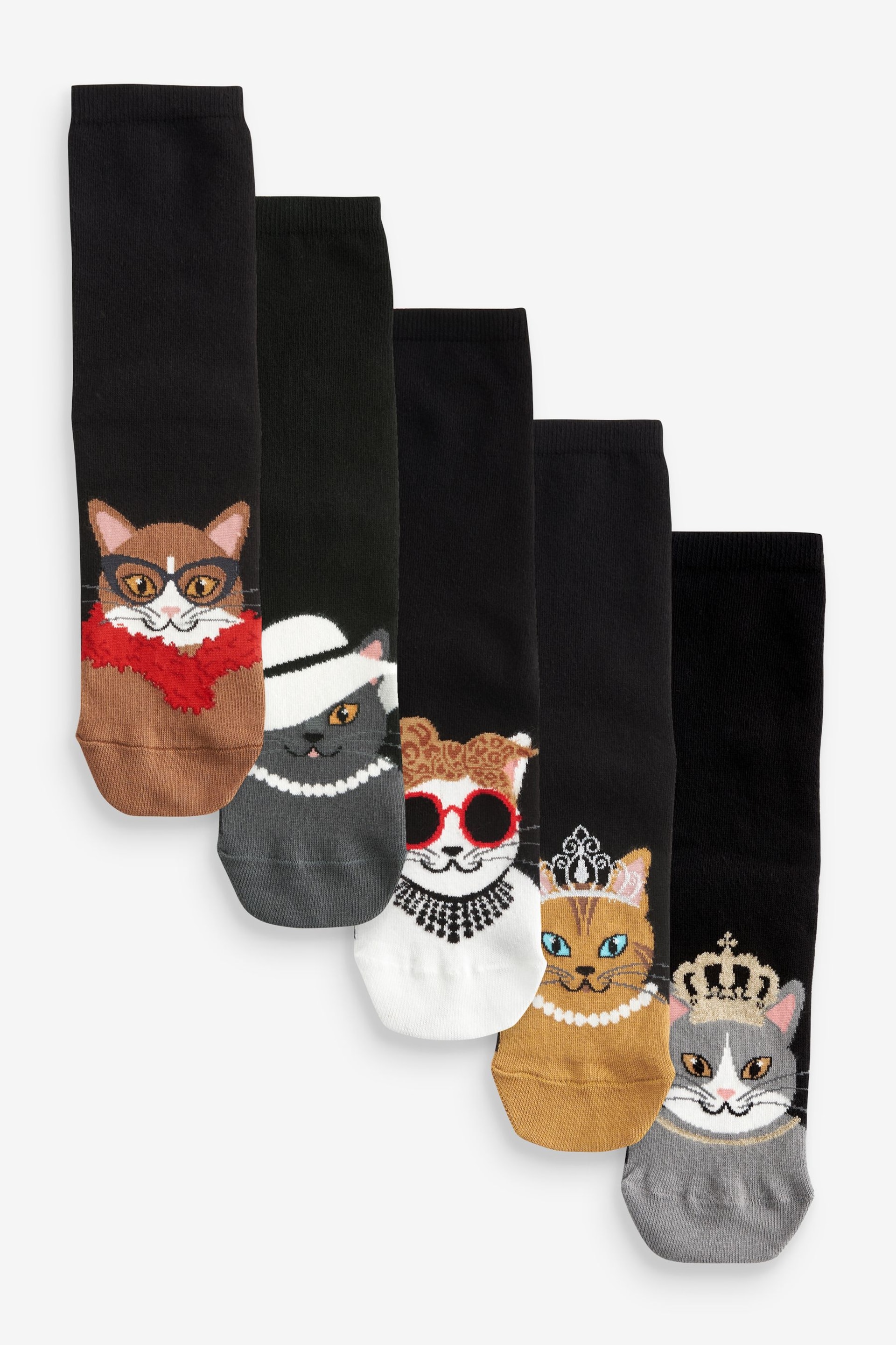 Glam Cats Ankle Socks 5 Pack - Image 1 of 1