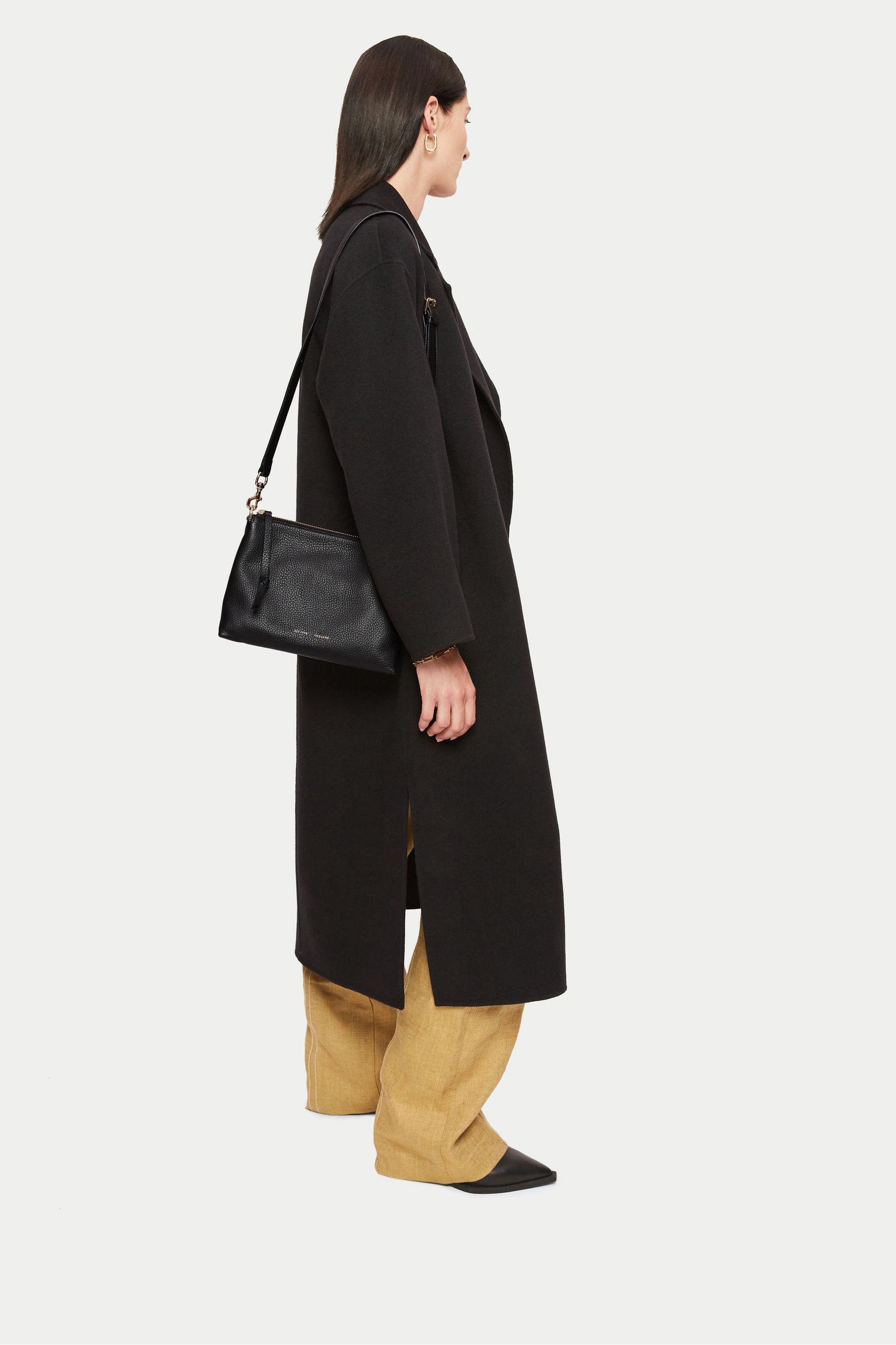 Buy Jigsaw Black Ava Pebble Leather Cross Body Black Bag from the