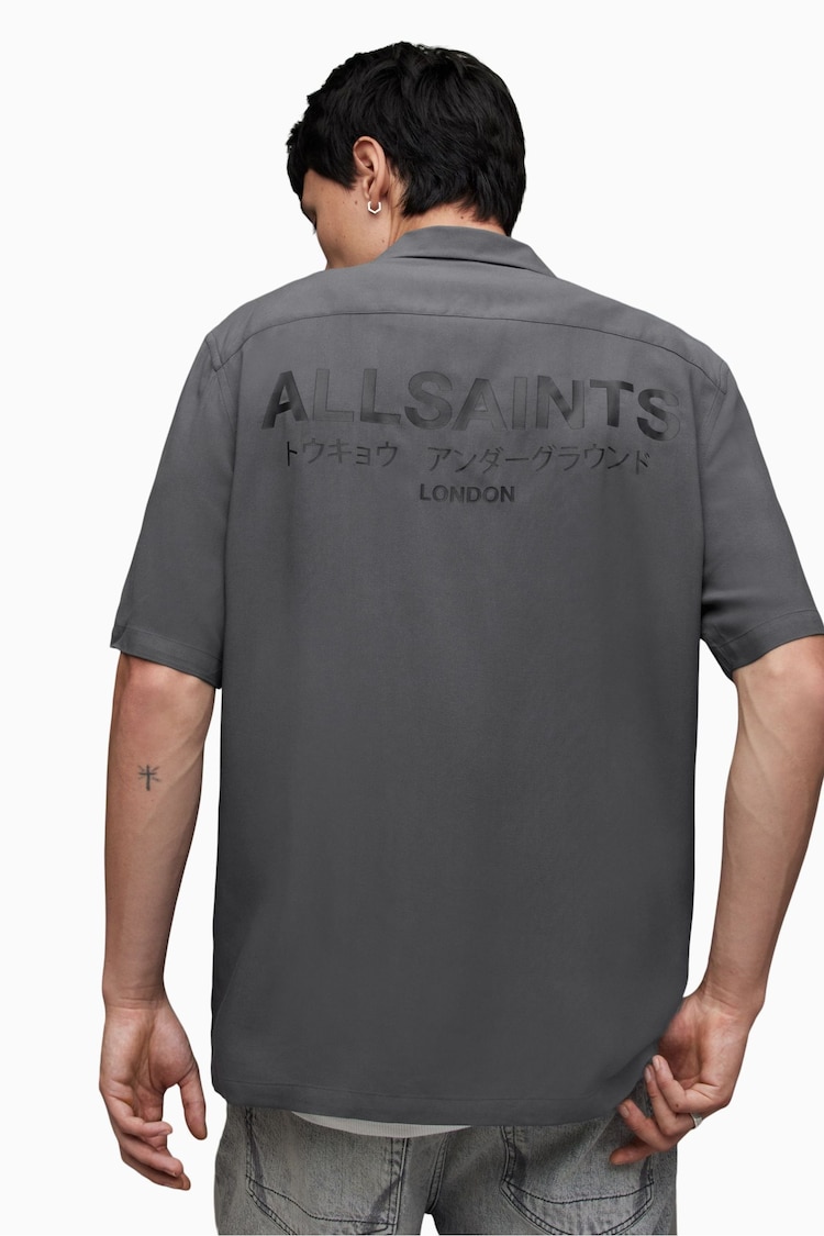 AllSaints Grey Underground Short Sleeve Shirt - Image 2 of 6