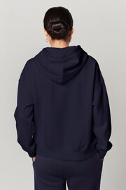 Ink Blue Heavy Weight Brushed Long Sleeve Zip Through Hoodie - Image 4 of 7