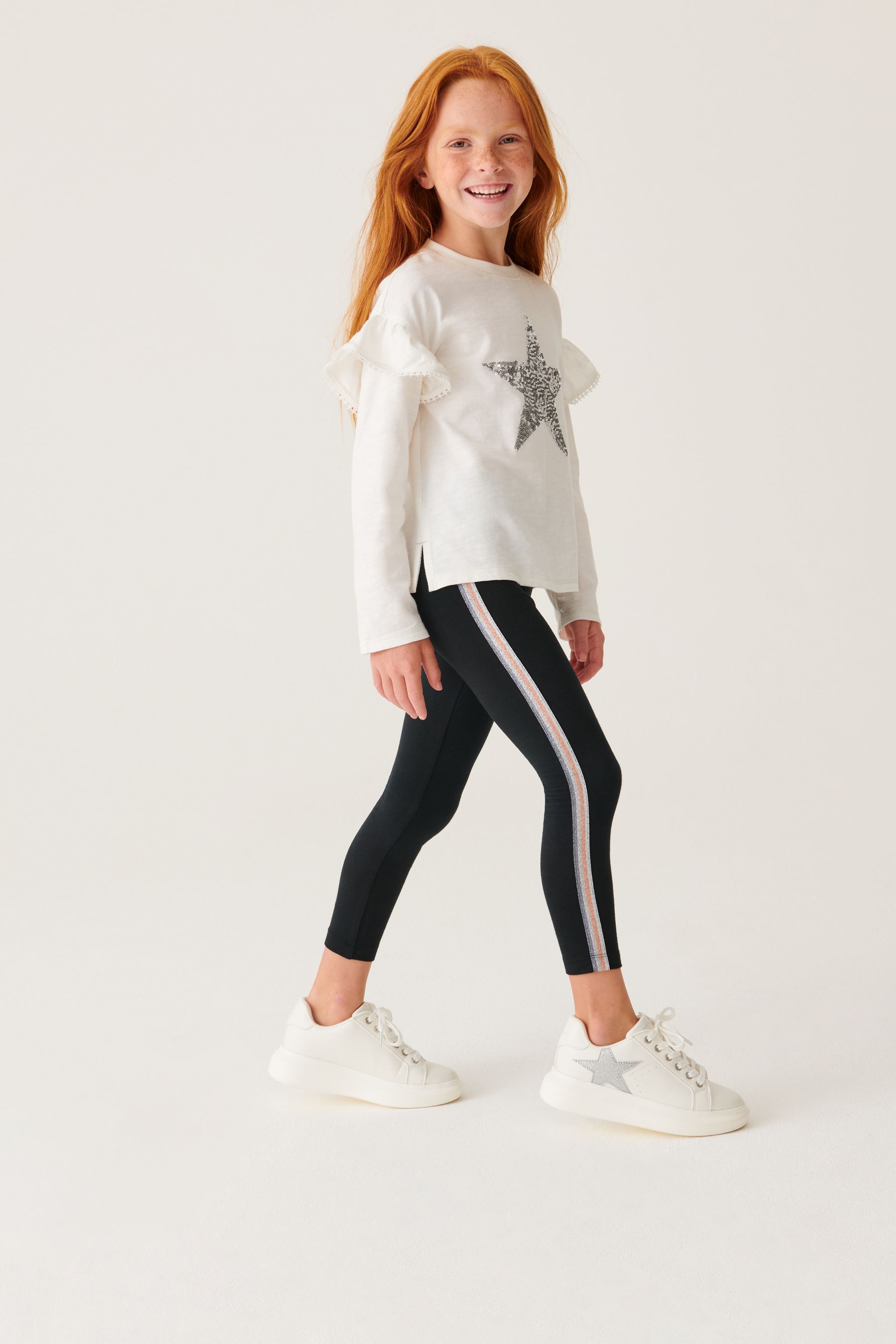 Leggings with glitter stripe cheap