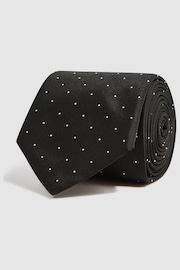 Reiss Black Liam Silk Polka Dot Tie - Image 3 of 5