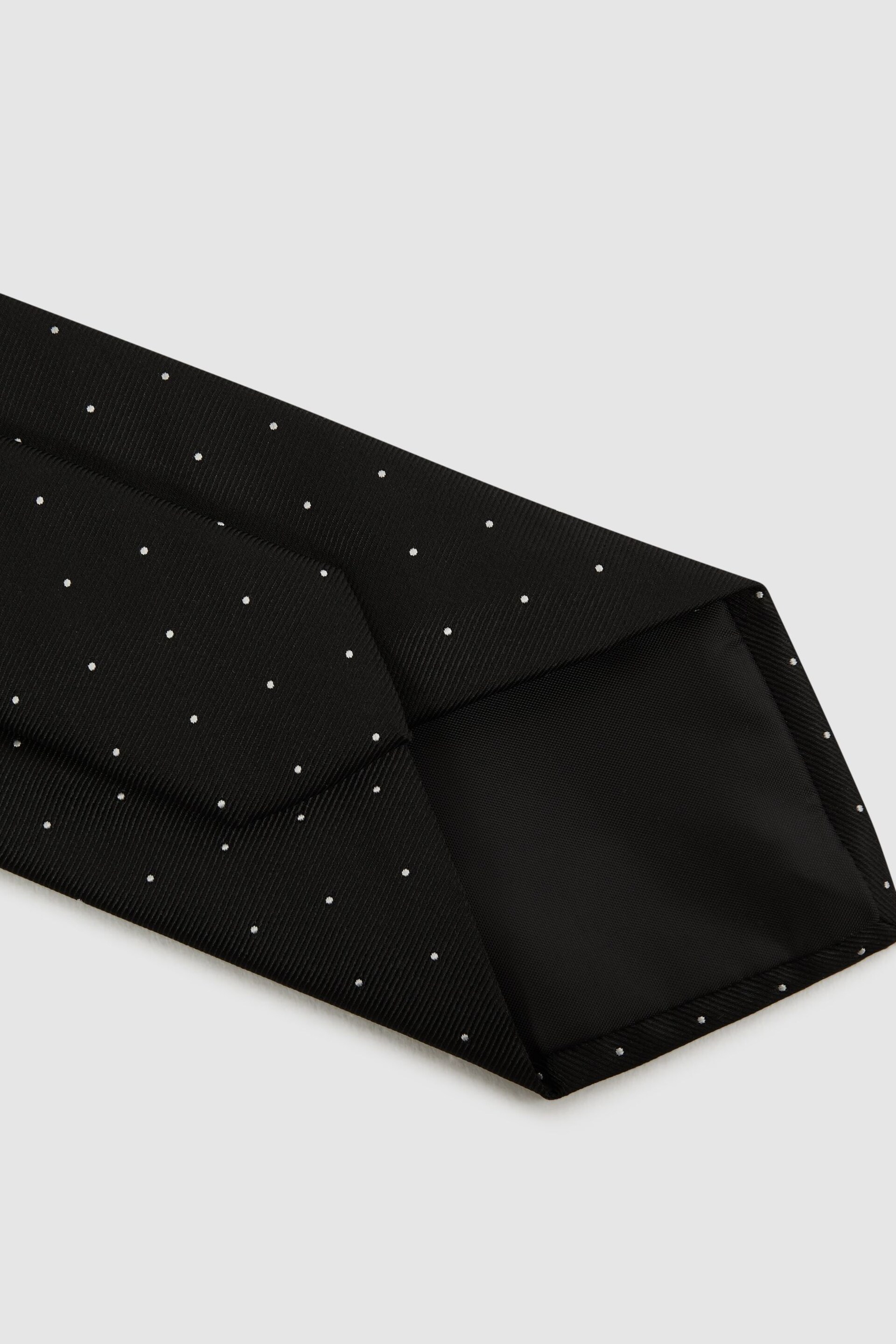 Reiss Black Liam Silk Polka Dot Tie - Image 4 of 5