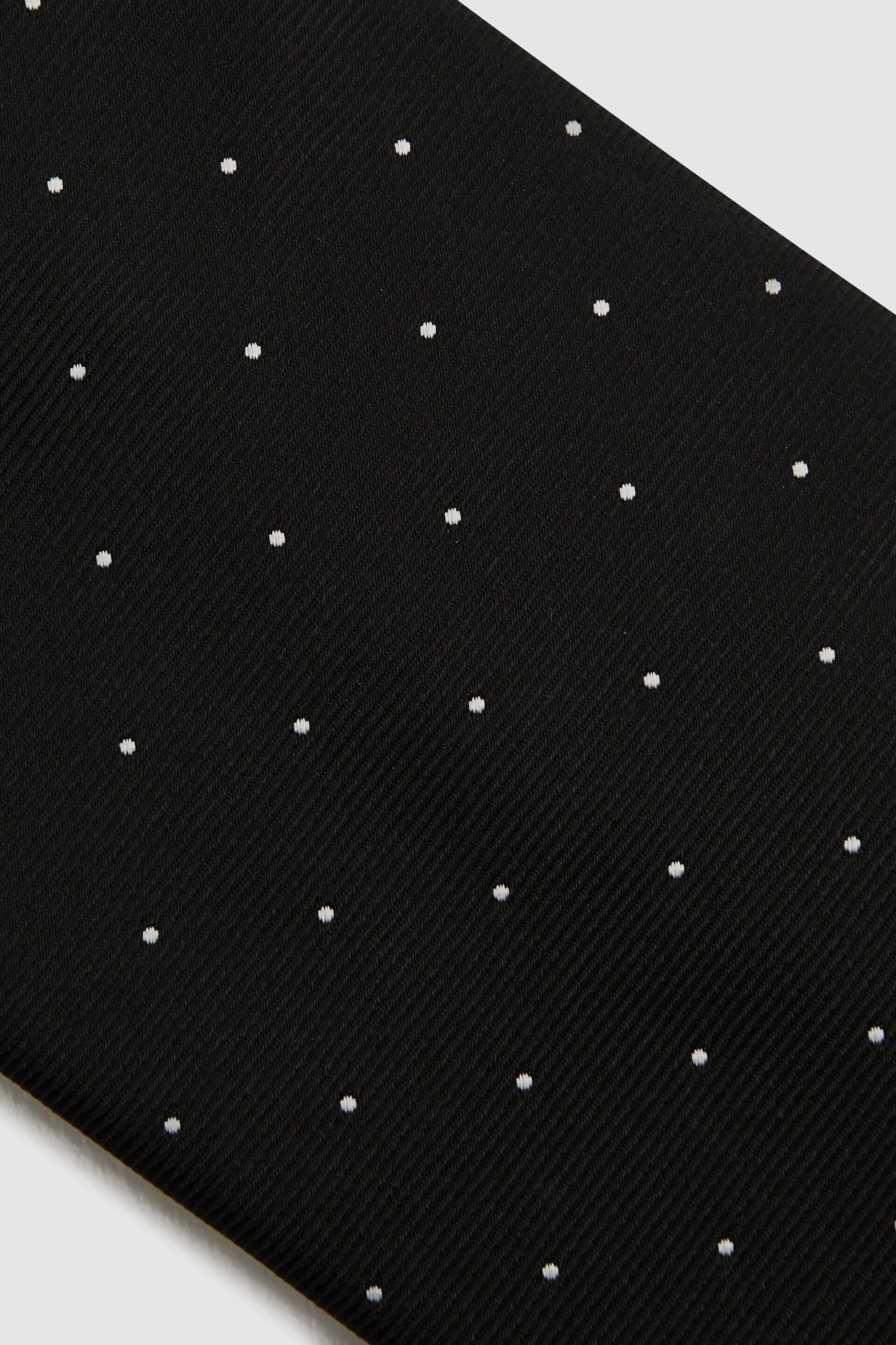 Reiss Black Liam Silk Polka Dot Tie - Image 5 of 5