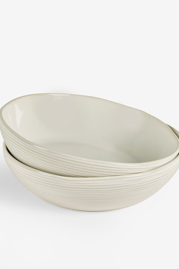 Nina Campbell Set of 4 White Meadow Pasta Bowls Set of 4 Pasta Bowls
