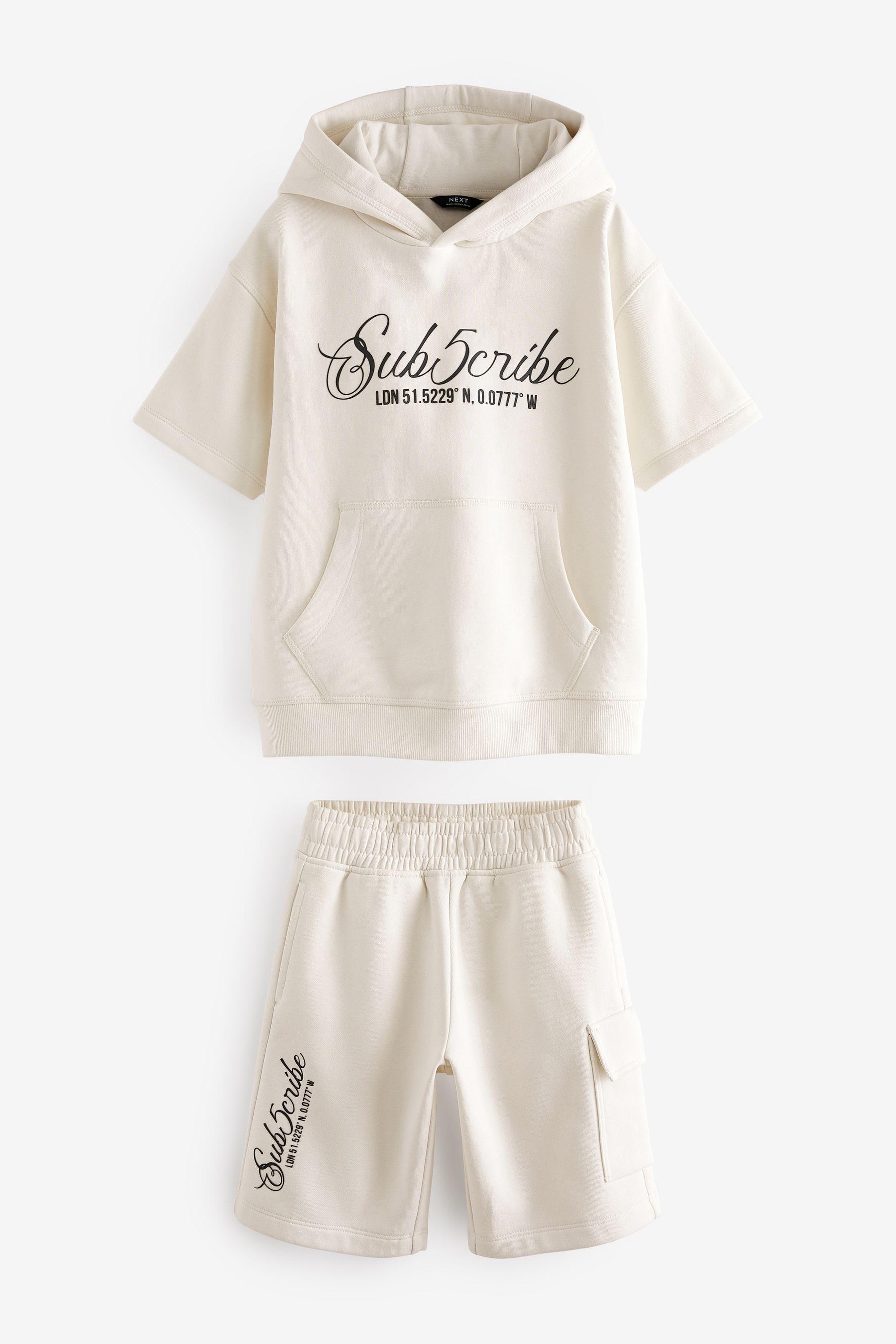 Buy Ecru White Short Sleeve Hoodie and Shorts Set 3 16yrs from the Next UK online shop